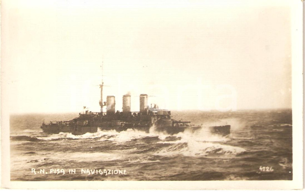 Cartolina originale da collezione 1920 ca MARINA MILITARE Regia nave PISA Incrociatore corazzato Cartolina FP NV 1