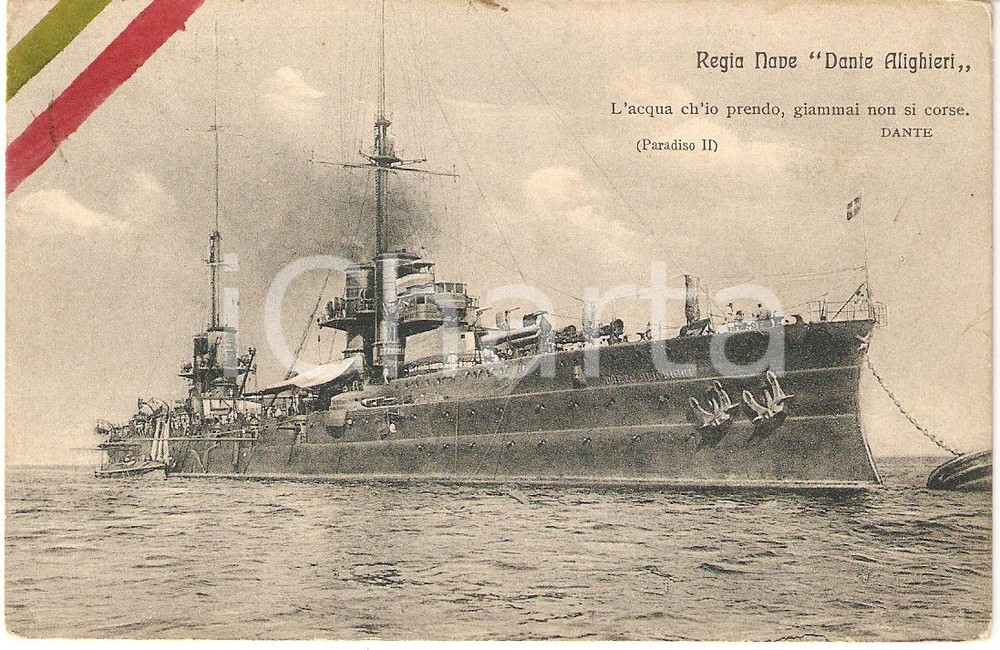 Cartolina originale da collezione 1916 MARINA MILITARE Regia nave Dante ALIGHIERI Corazzata Cartolina FP VG 1