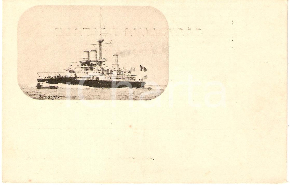 Cartolina originale da collezione 1900 ca MARINA MILITARE Regia nave SARDEGNA Corazzata Cartolina FP NV 1