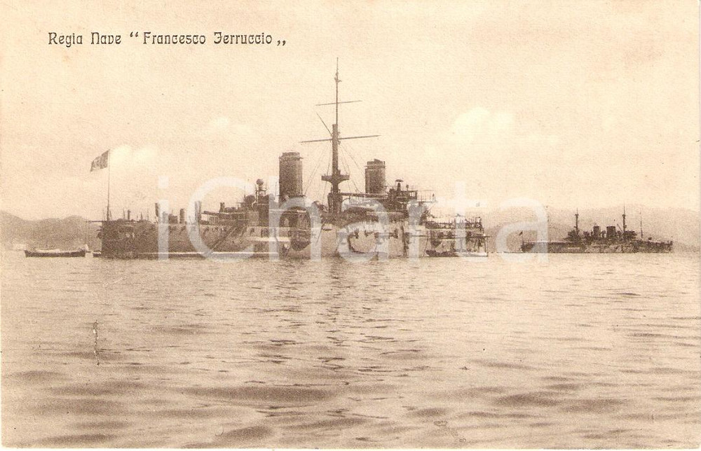 Cartolina originale da collezione 1920 ca MARINA MILITARE Regia nave Francesco FERRUCCIO Incrociatore Cartolina 1