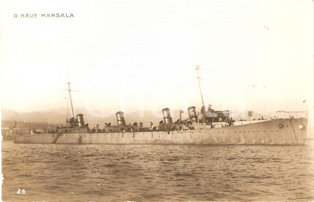 Cartolina originale da collezione 1920 ca MARINA MILITARE Regia nave MARSALA Esploratore Cartolina FP NV 1