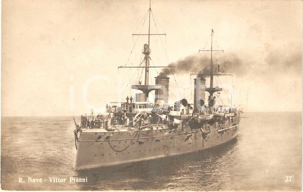 Cartolina originale da collezione 1920 ca MARINA MILITARE Regia nave Vittor PISANI Incrociatore Cartolina FP NV 1