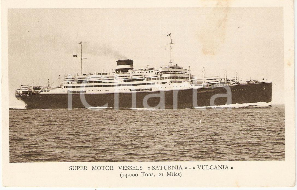 Cartolina originale da collezione 1930 ca TRIESTE Nave SATURNIA  VULCANIA Marina mercantile COSULICH LINE FP NV 1