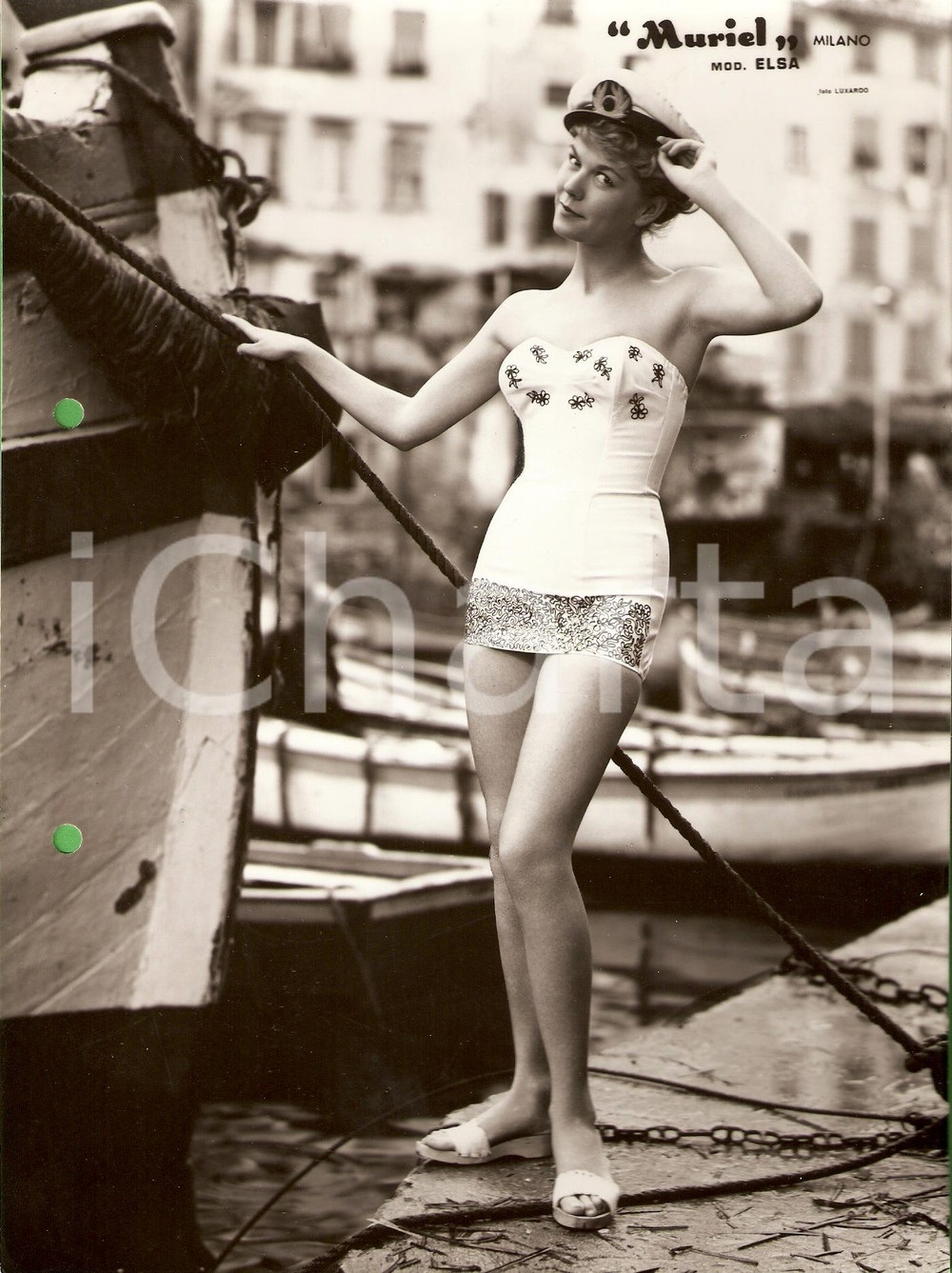 Fotografia d epoca originale 1960 ca CAMOGLI GE Costumi da bagno MURIEL Modello Elsa MODA VINTAGE Foto 1