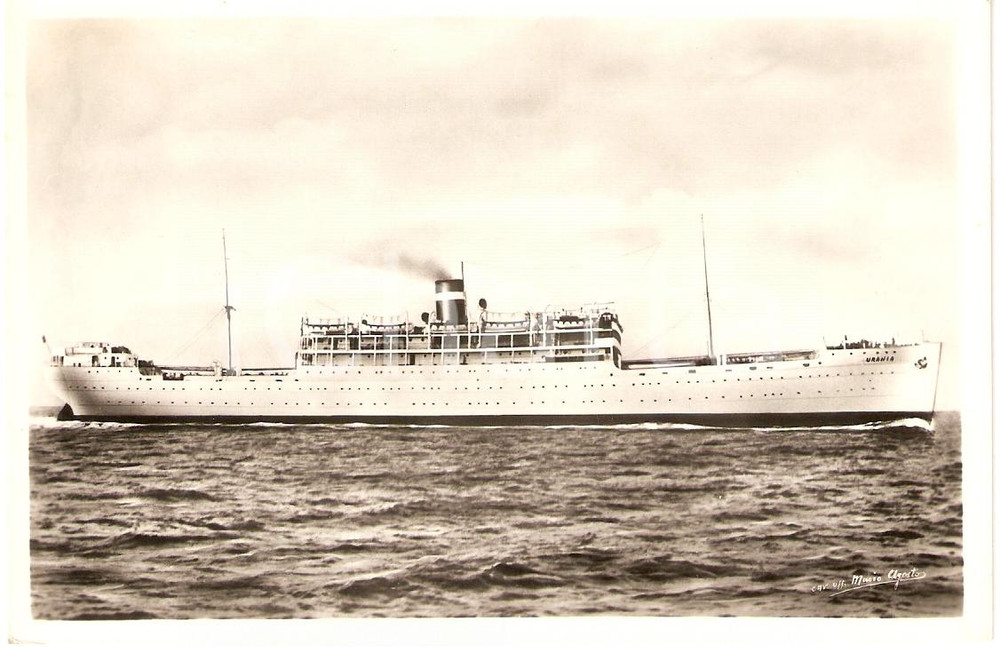 Cartolina originale da collezione 1935 ca MARINA MERCANTILE Transatlantico URANIA II Armatori F.lli GRIMALDI FP 1