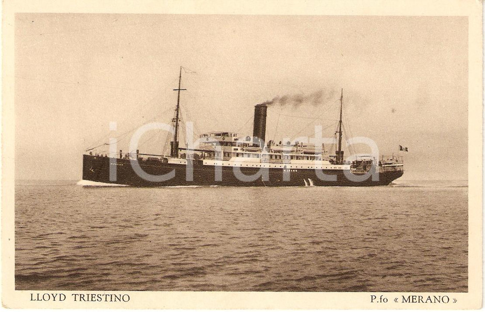 Cartolina originale da collezione 1930 ca LLOYD TRIESTINO Piroscafo MERANO Marina Mercantile Cartolina FP NV 1