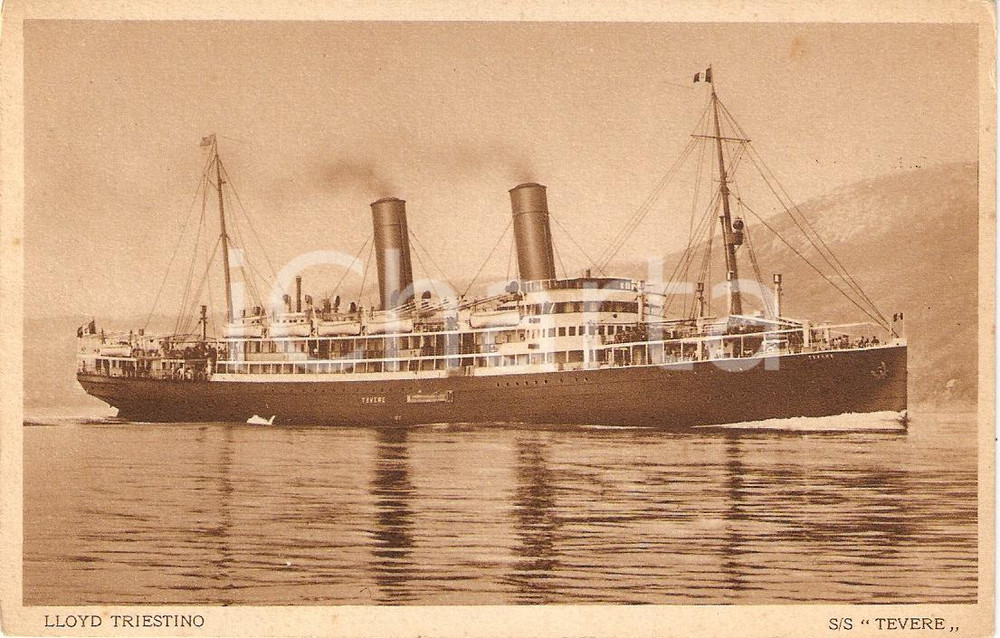 Cartolina originale da collezione 1925 ca LLOYD TRIESTINO Piroscafo TEVERE Marina Mercantile Cartolina FP NV 1