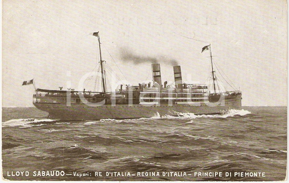 Cartolina originale da collezione 1920 ca LLOYD SABAUDO Piroscafo REGINA D ITALIA Marina Mercantile FP NV 1