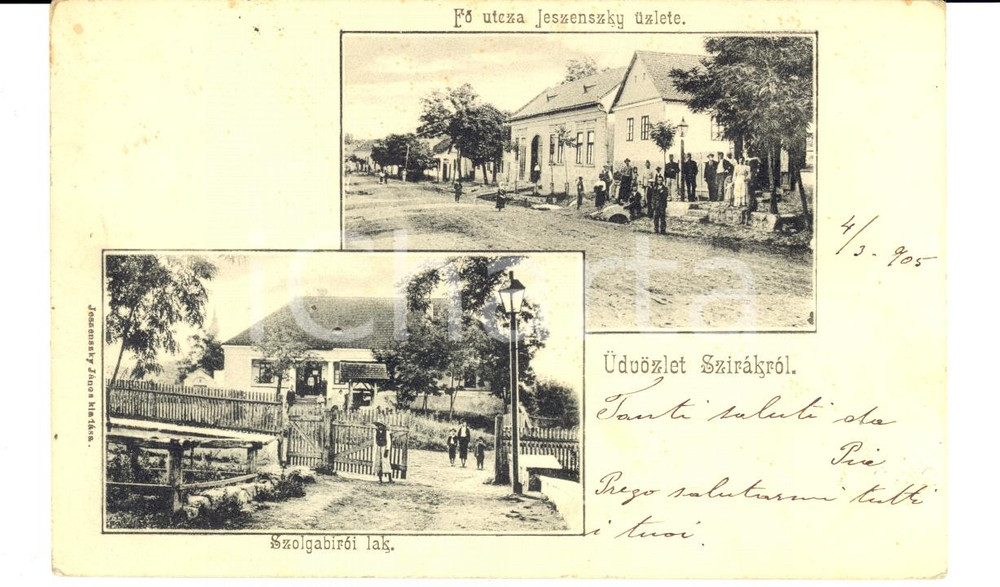 Cartolina originale da collezione 1905 Ungheria Szirákkal Jeszenszky Ufficio Postale Castello Cartolina postale 1