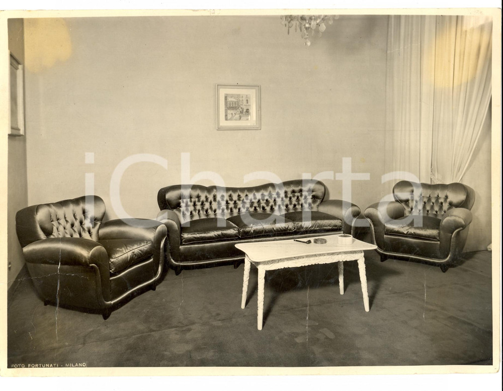 Fotografia d epoca originale 1960 ca SEVESO Mobili Fratelli BARNI Modello di salotto Foto DANNEGGIATA 1