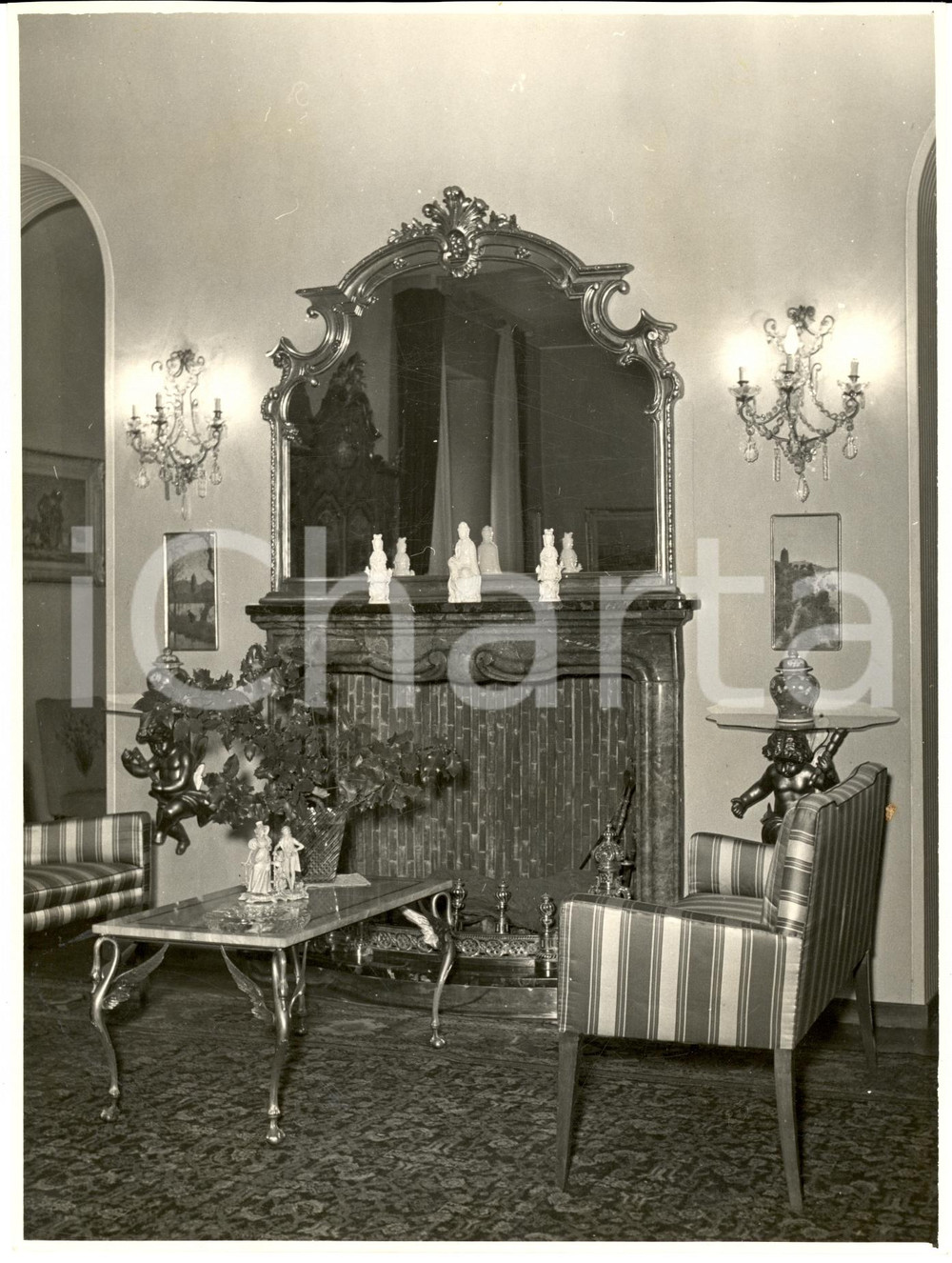 Fotografia d epoca originale 1960 ca SEVESO Mobili Fratelli BARNI Camino con specchiera Foto MODERNARIATO 1