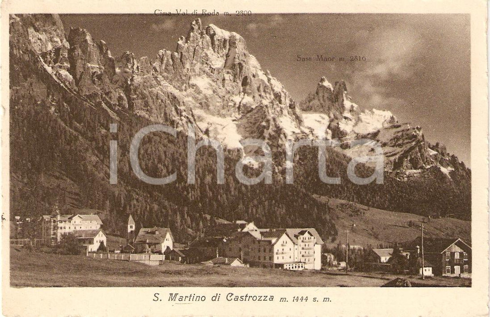 Cartolina originale da collezione 1927 SAN MARTINO DI CASTROZZA TN Cima VAL DI RODA Sass Maor Cartolina FP VG 1