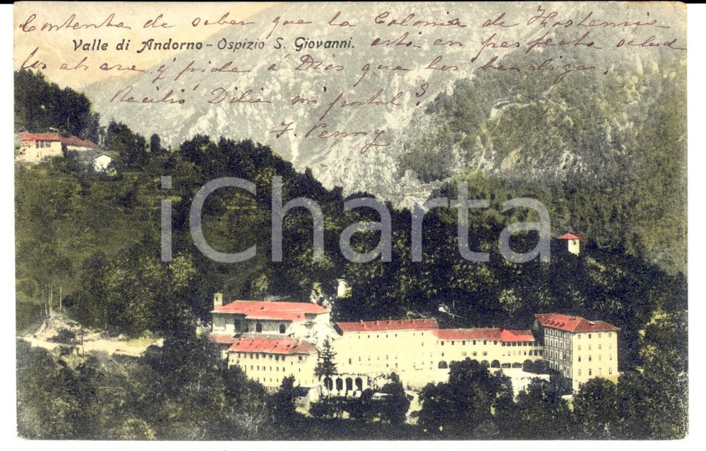 Cartolina originale da collezione 1906 SAN GIOVANNI D ANDORNO BI Veduta con l ospizio Cartolina FP VG 1