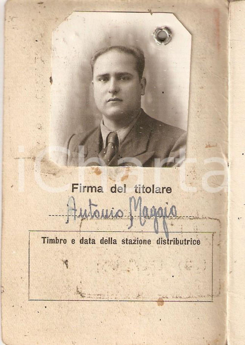 Documento originale, autentico 1943 VERCELLI Ferrovie dello Stato Antonio MAGGIO libretto ferroviario con FOTO 1