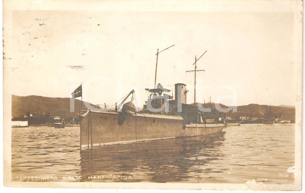 Cartolina originale da collezione 1915 MARINA MILITARE Regia Nave SPIGA Torpediniera Cartolina FP VG 1
