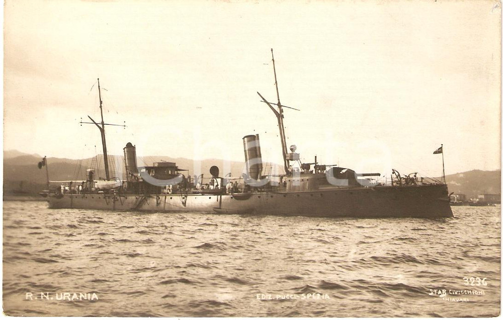 Cartolina originale da collezione 1920 ca LA SPEZIA Regia Nave URANIA Incrociatore MARINA MILITARE Cartolina FP 1