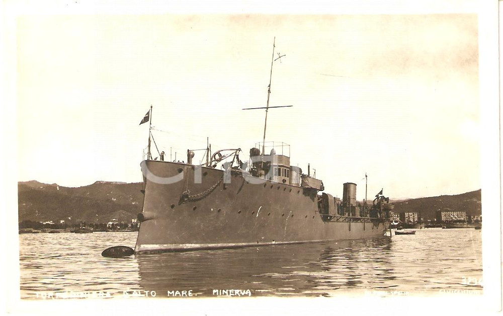 Cartolina originale da collezione 1920 ca LA SPEZIA Regia Nave MINERVA Torpediniera MARINA MILITARE Cartolina FP 1
