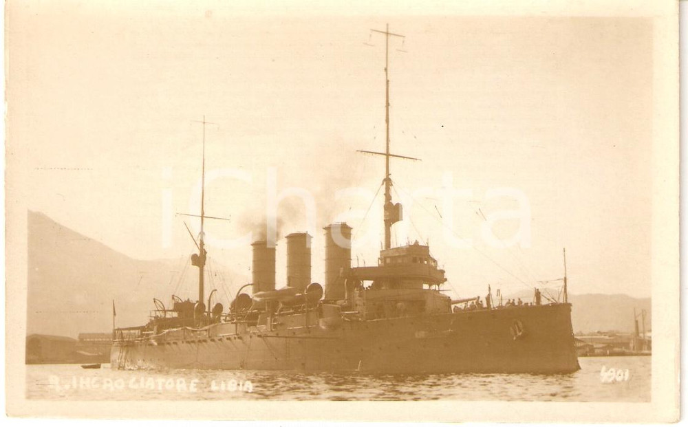 Cartolina originale da collezione 1920 ca MARINA MILITARE Regia Nave LIBIA Incrociatore Cartolina FP NV 1
