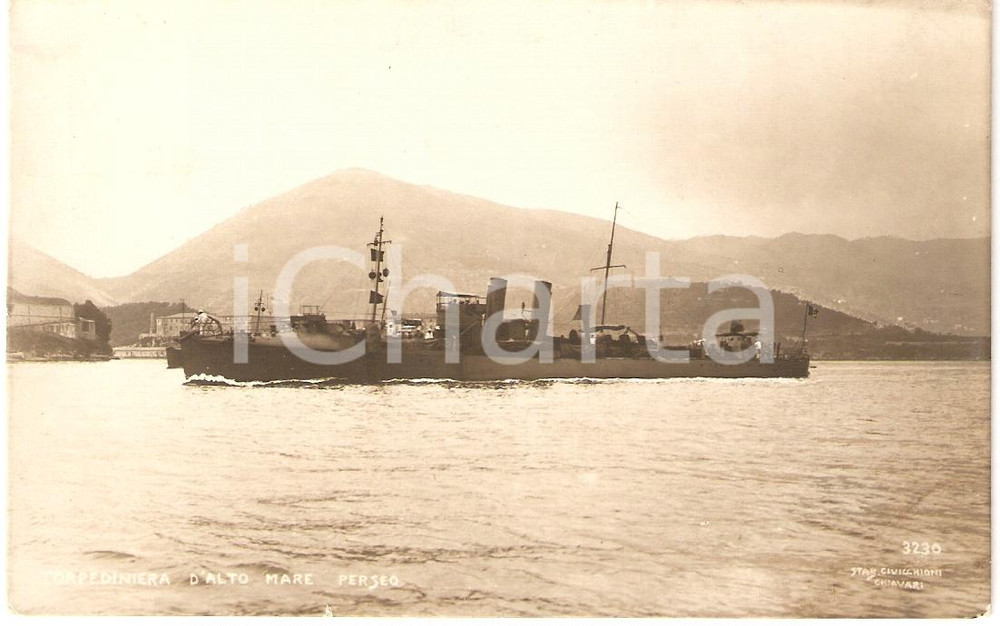 Cartolina originale da collezione 1920 ca LA SPEZIA Regia Nave PERSEO Torpediniera MARINA MILITARE Cartolina FP NV 1
