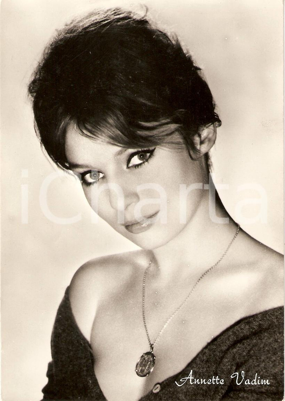 Cartolina originale da collezione 1960 circa CINEMA Annette STROYBERG VADIM Ritratto Fotografia seriale FG NV 1