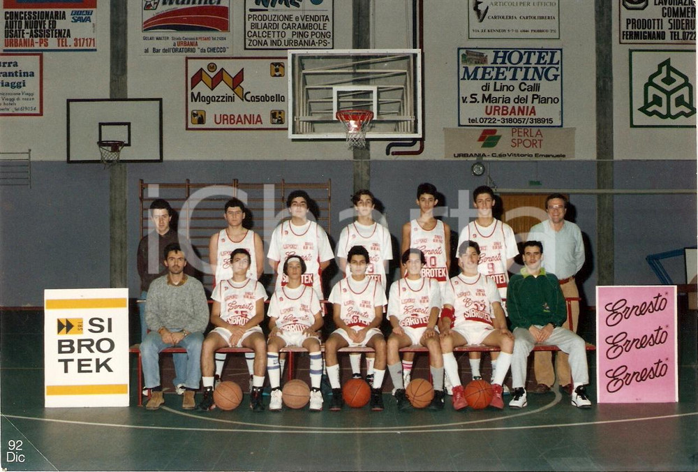 Fotografia d epoca originale 1992 URBANIA PU Pallacanestro Squadra U.S.D. URBANIA Sponsor SIBROTEK Foto 1
