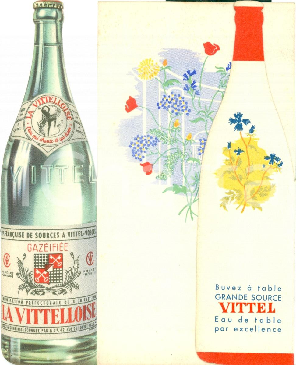Oggetto da collezione cartaceo 1950 ca VITTEL F Eau gazÃ©ifiÃ©e LA VITTELLOISE Menu illustrato 1