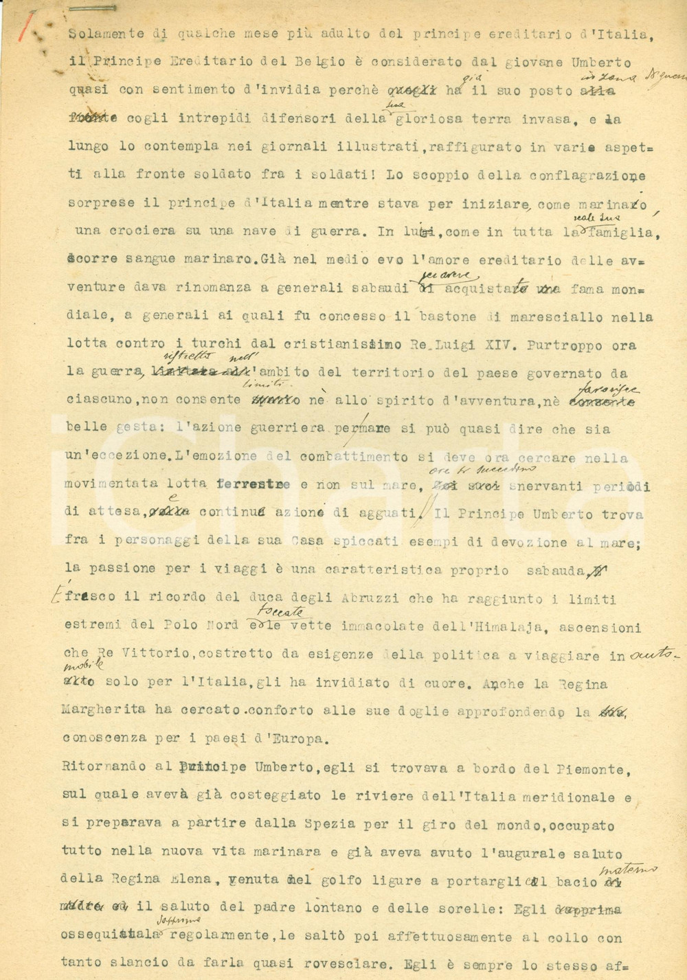 Documento originale, autentico 1915 Storico Guglielmo Ferrero Il Principe UMBERTO II è marinaio nato 1