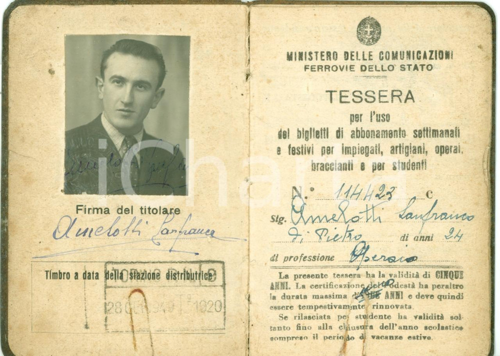 Oggetto da collezione cartaceo 1949 VALMADONNA AL Lanfranco AMELOTTI libretto abbonamenti ferrovie con FOTO 1