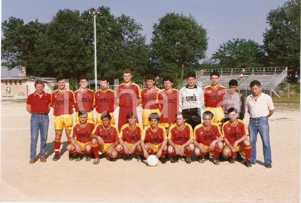 Fotografia d epoca originale 1990 ca PESARO Calcio Squadra COMIL Torneo Enti Cittadini FOTO di squadra 1