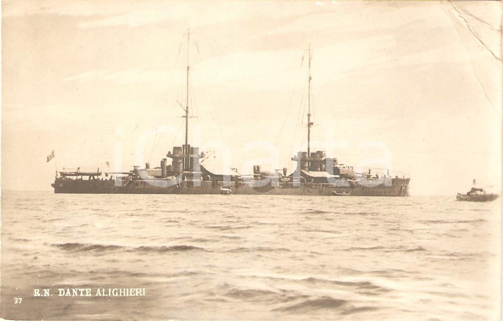 Cartolina originale da collezione 1920 ca MARINA MILITARE Regia nave Dante ALIGHIERI Corazzata Cartolina FP NV 1