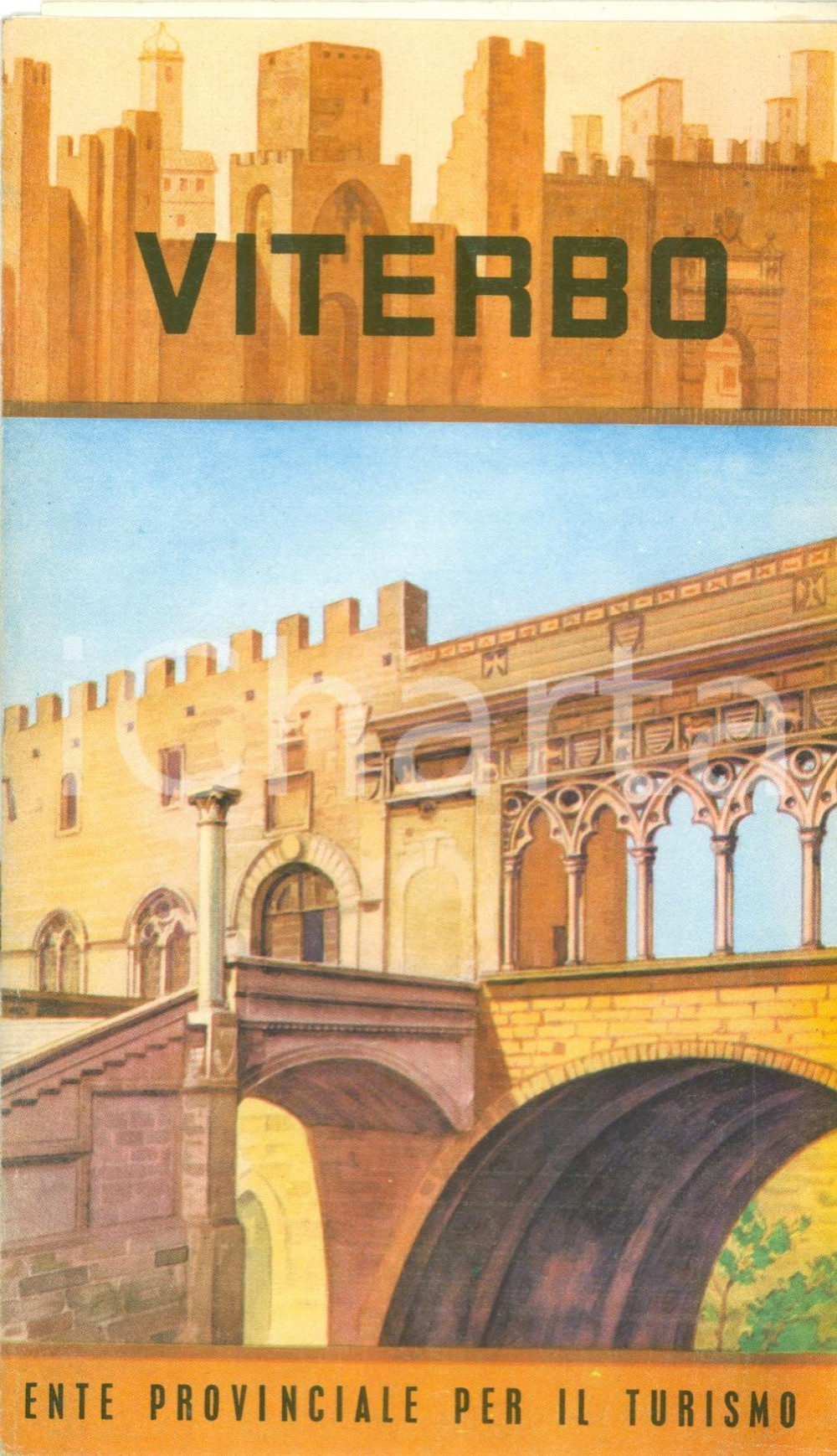 Materiale pubblicitario d’epoca 1950 ca VITERBO Itinerari turismo in Provincia ILLUSTRATO CON MAPPA Opuscolo 1