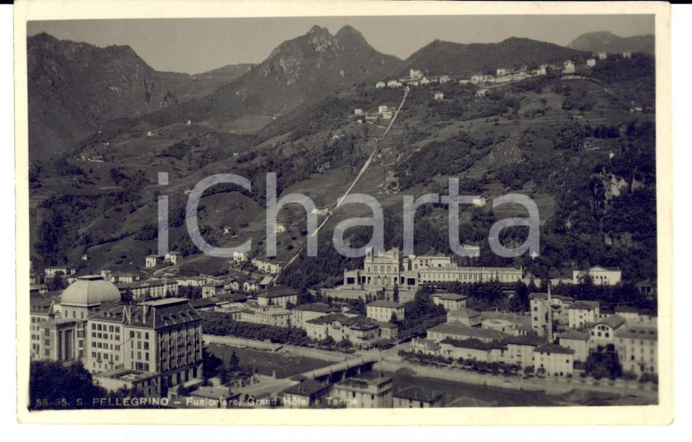 Cartolina originale da collezione 1931 SAN PELLEGRINO TERME BG Funicolare, Grand Hotel e terme Cartolina FP VG 1