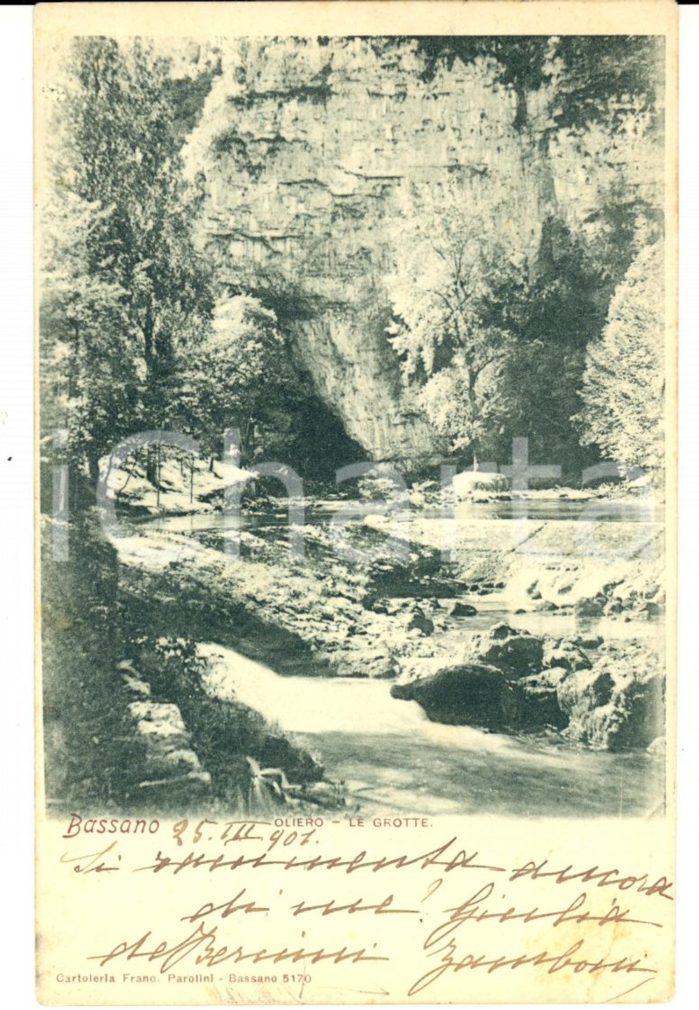 Autografo originale 1901 BASSANO DEL GRAPPA VI Giulia DE BERNINI ZAMBONI AUTOGRAFO su cartolina 1