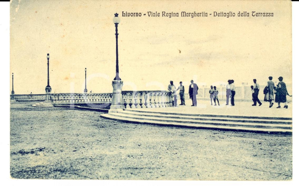 Cartolina originale da collezione 1931 LIVORNO Viale REGINA MARGHERITA  e terrazza Cartolina ANIMATA FP VG 1