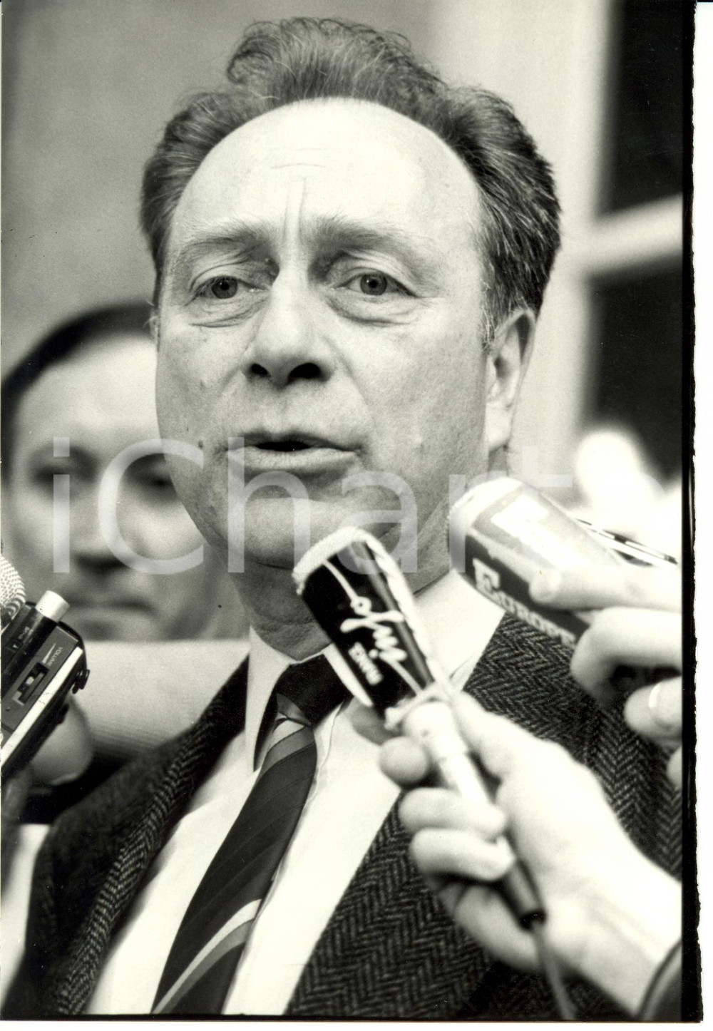 Fotografia d epoca originale 1988 PARIS Jean BORNARD Segretario CFTC dopo l incontro con Michel ROCARD Foto 1
