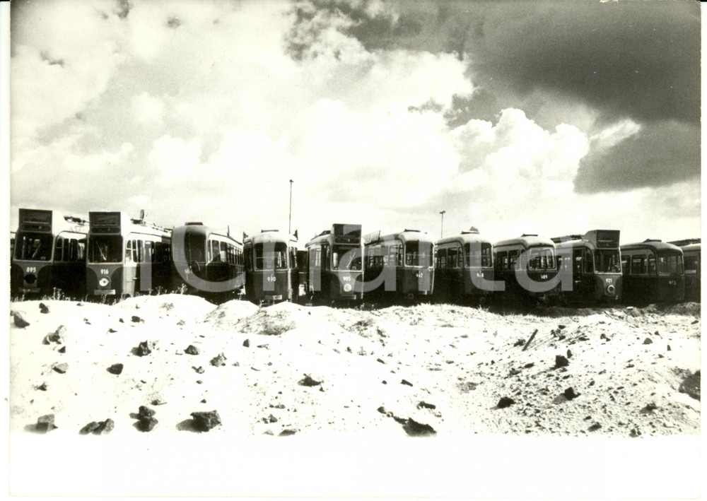Fotografia d epoca originale 1980 ca AMSTERDAM NL Cimitero dei tram dismessi Fotografia RARA 1