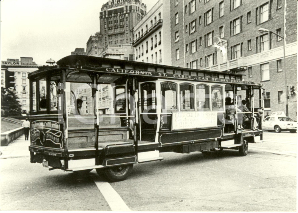 Fotografia d epoca originale 1983 SAN FRANCISCO USA Tram su gomma sostituiscono i mezzi su rotaia Foto 1
