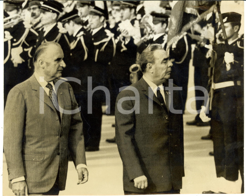 Fotografia d epoca originale 1971 PARIS LÃ©onid ILITCH BREZNEV con Georges Jean POMPIDOU Presidente francese 1