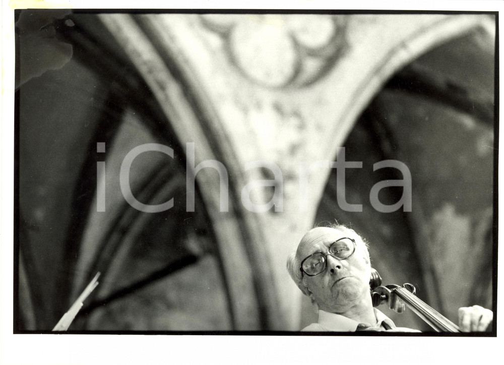 Fotografia d epoca originale 1985 GUEBWILLER F Mstislav ROSTROPOVITCH durante prove concerto Fotografia 1