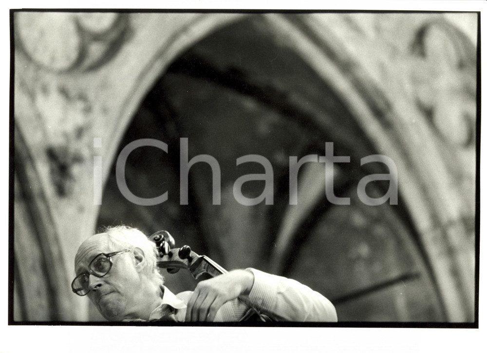 Fotografia d epoca originale 1985 GUEBWILLER F Mstislav ROSTROPOVITCH durante prove concerto Foto 1
