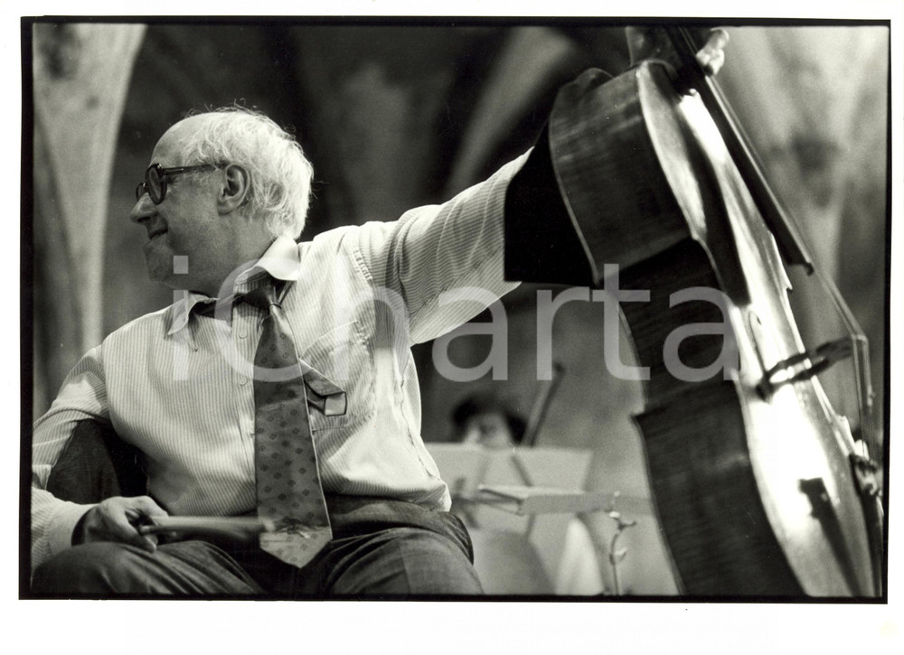 Fotografia d epoca originale 1985 GUEBWILLER F Chiesa DOMENICANI Mstislav ROSTROPOVITCH pausa prova concerto 1