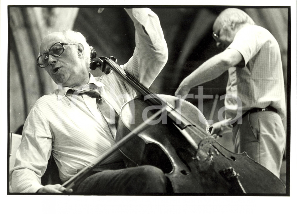 Fotografia d epoca originale 1985 GUEBWILLER F Chiesa DOMENICANI Mstislav ROSTROPOVITCH e Paul KUENTZ Foto 1