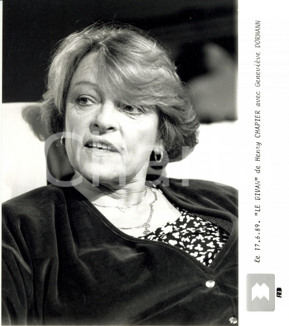 Fotografia d epoca originale 1989 PARIS F GeneviÃ¨ve DORMANN ospite trasmissione tv LE DIVAN su FR3 Foto 1