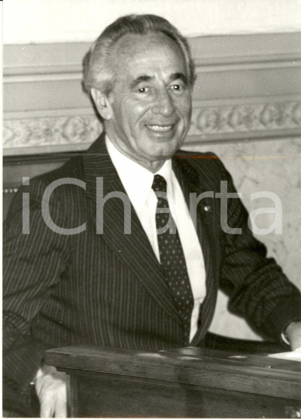Fotografia d epoca originale 1984 PARIS F ASSEMBLEE NATIONALE Primo ministro isreaeliano Shimon PERES Foto 1