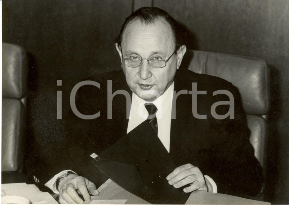 Fotografia d epoca originale 1984 GERMANIA OVEST HansDietrich GENSCHER dichiara solidarietÃ  alla Polonia 1