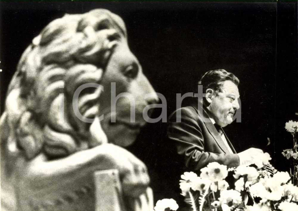 Fotografia d epoca originale 1983 MUNCHEN D Franz Josef STRAUSS con il leone simbolo della Baviera 1