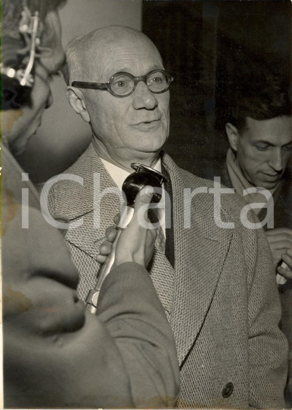 Fotografia d epoca originale 1958 PARIS ELYSEE Emile ROCHE presidente Consiglio Stato su crisi di Governo 1