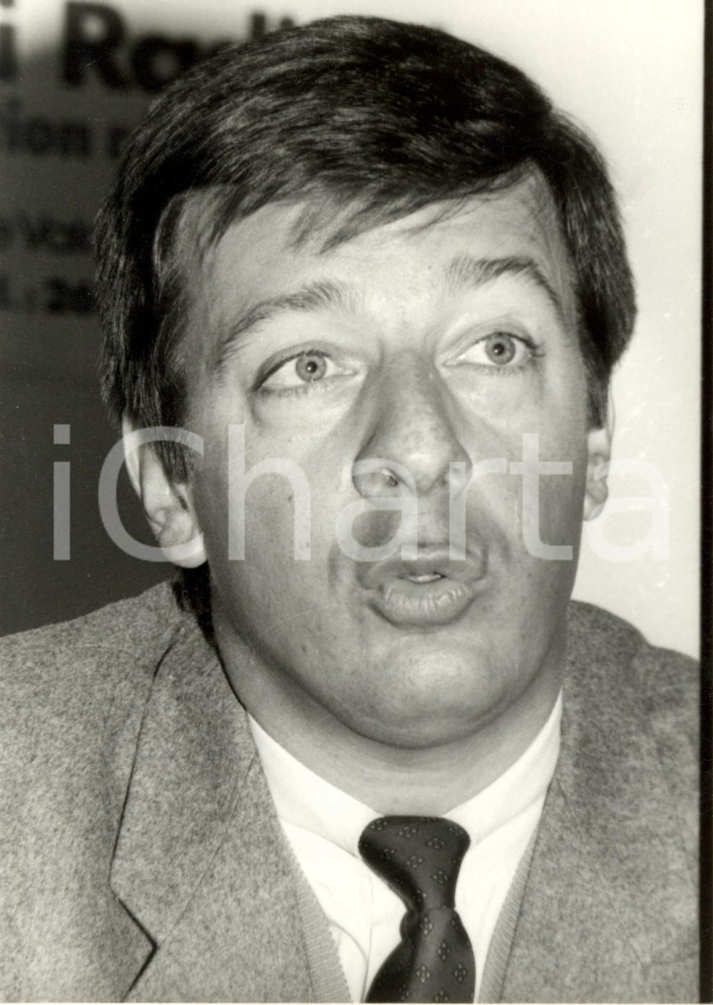 Fotografia d epoca originale 1983 PARIS F Didier BARIANI presidente PARTITO RADICALE in conferenza stampa 1