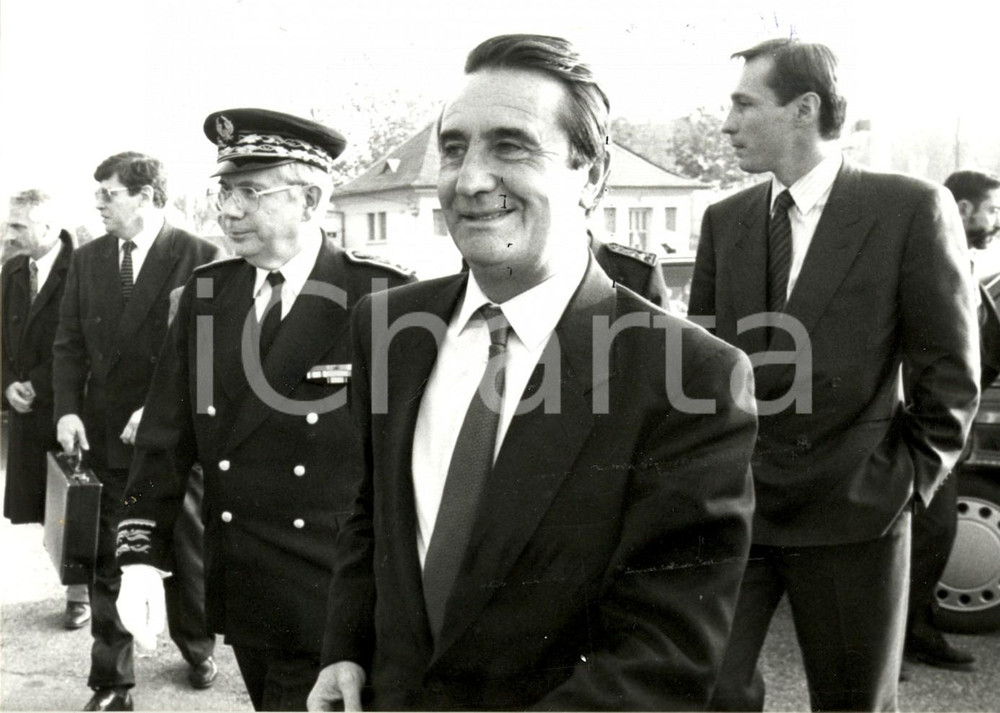 Fotografia d epoca originale 1989 MULHOUSE F JeanPierre SOISSON ministro del Lavoro in visita in ALSAZIA 1