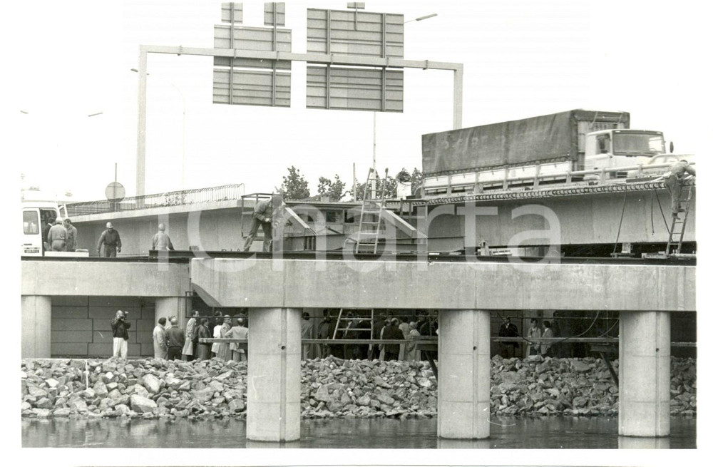 Fotografia d epoca originale 1987 STRASBOURG F Costruzione viadotto della circonvallazione autostradale 1